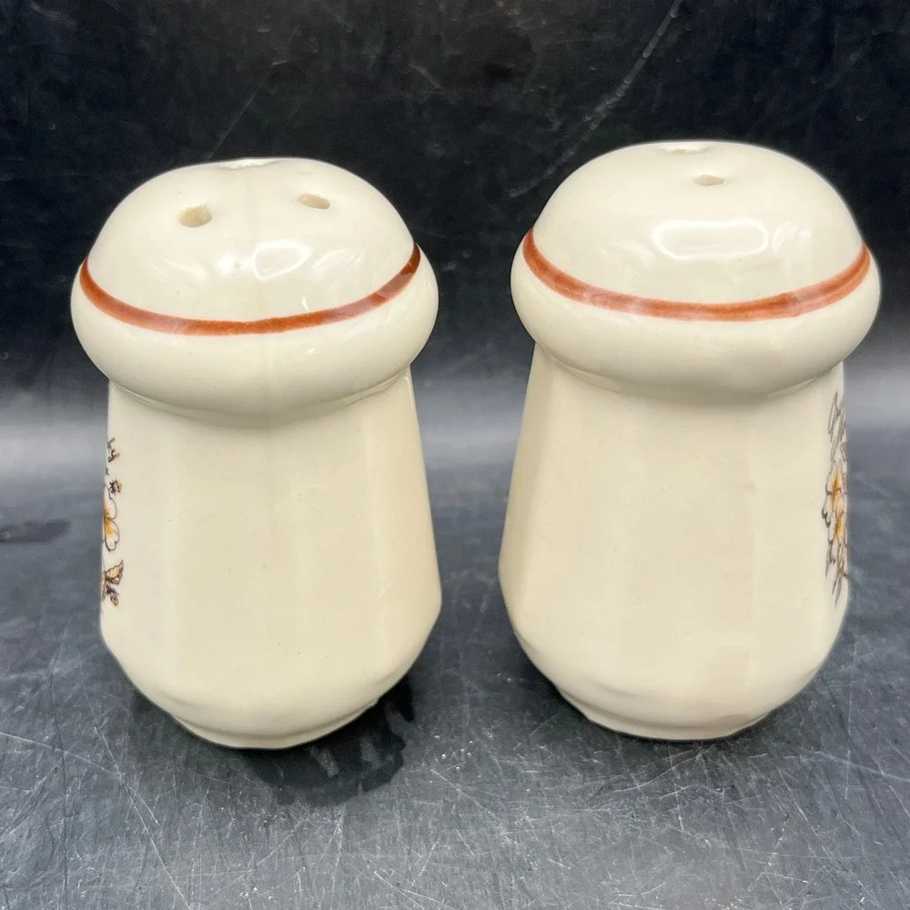 Vtg Ceramic Great Smoky Mountain Floral Salt & Pepper Shakers 2.75